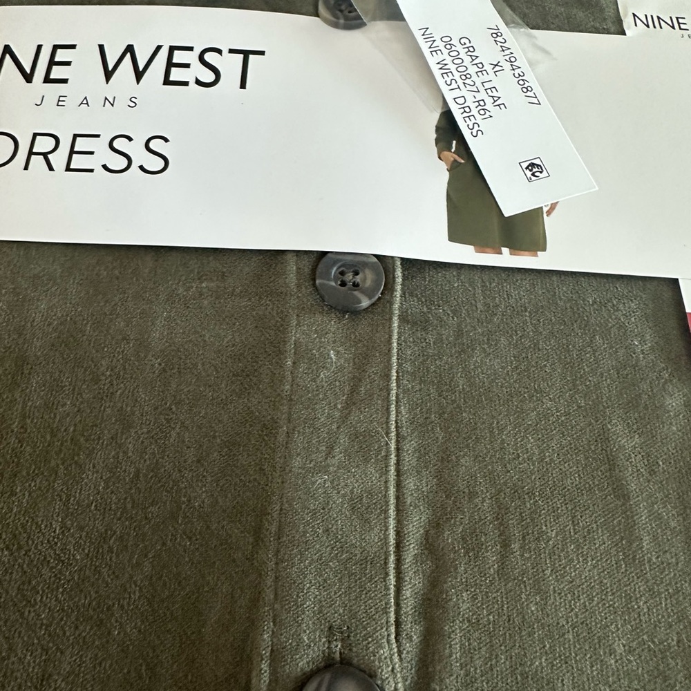 NWT Nine West lightweight corduroy olive green long sleeve dress size XXL - Picture 8 of 11